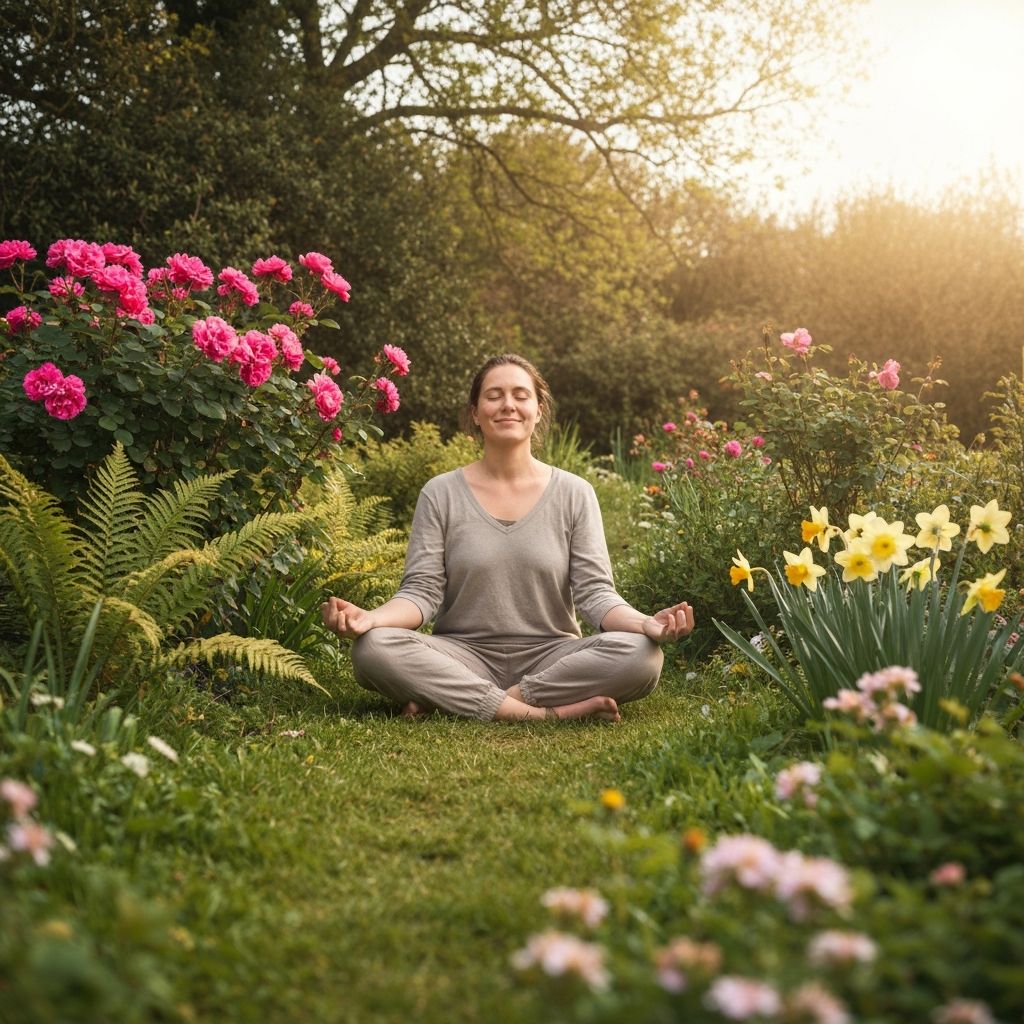 Person meditating in peaceful environment
